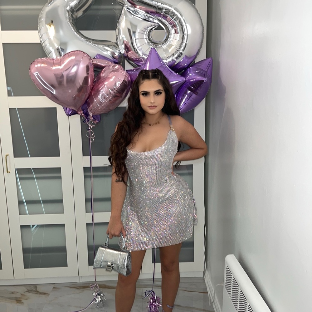 Silver and Purple dress